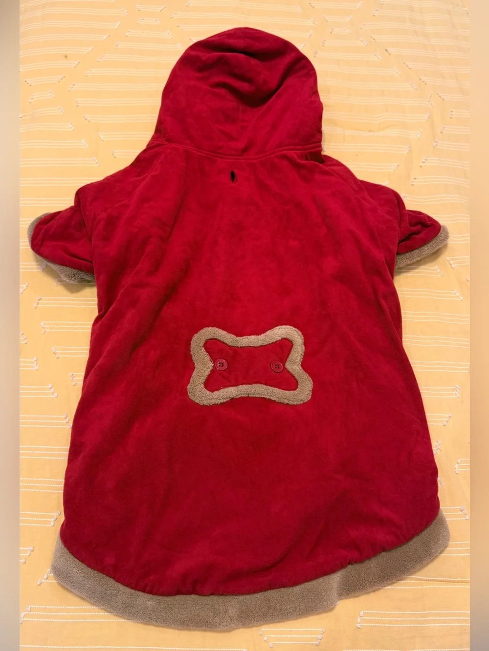 Casual Canine Red Hooded Dog Coat with Bone Patch